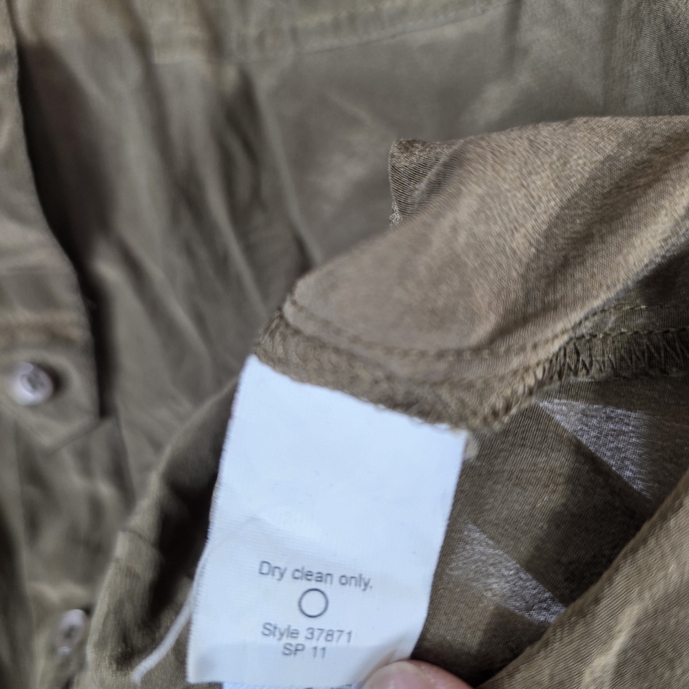 J. Crew Olive  silk Button Down Shirt - Picture 5 of 10